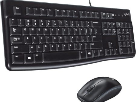 Logitech MK120 Wired Keyboard And Mouse For Windows, Optical Wired Mouse, USB Plug And Play, Full Size, PC Laptop, English Arabic Layout Black, 920-002546 Fashion