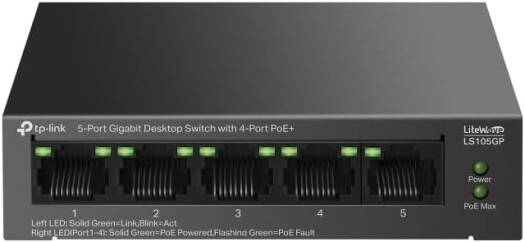 TP-Link 5-Port Gigabit Desktop Switch with 4-Port PoE+, Plug and Play, Auto Recovery, Silent Operation | LS105GP on Sale