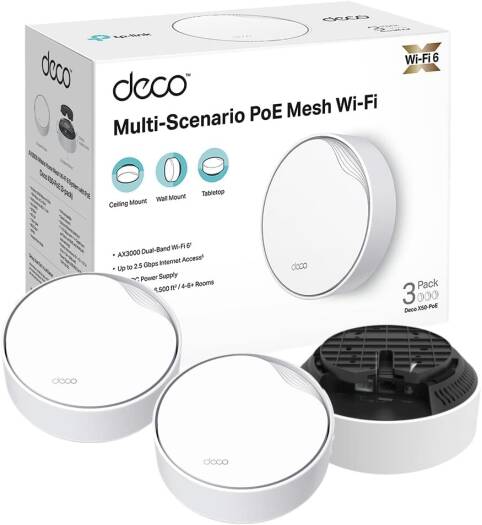 TP-Link Deco X50-PoE AX3000 Whole Home Mesh Wi-Fi 6 System with PoE, Dual-Band, AI-Driven Mesh, cover up to 6,500 ft2, Connect up to 150 devices, 1 0 GHz Dual-Core CPU, HomeShield, Pack of 3 Cheap