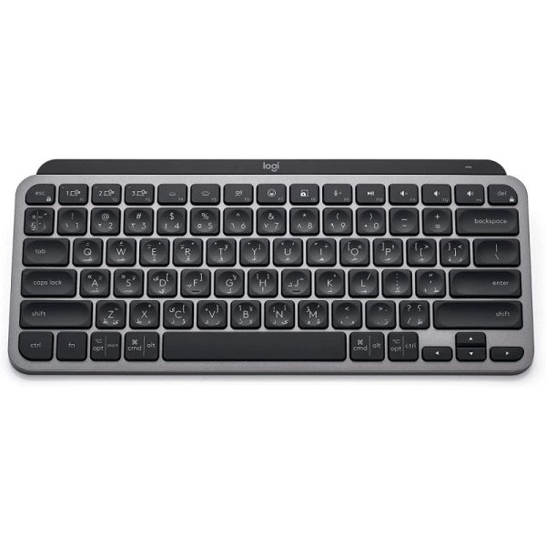 Logitech MX Keys Mini Minimalist Wireless Illuminated Keyboard, Compact, Bluetooth, Backlit, USB-C, Compatible With Apple MacOS, IOS, Windows, Linux, Android, Metal Build, Arabic Keyboard - Graphite Online now