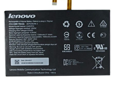 3.8V 7000mAh 26.6Wh Original L14D2P31 Lenovo Tab 2 A7600-F A10-70F Tab2 A10-70 A10-70L Tablet Laptop Battery Supply