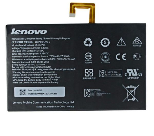 3.8V 7000mAh 26.6Wh Original L14D2P31 Lenovo Tab 2 A7600-F A10-70F Tab2 A10-70 A10-70L Tablet Laptop Battery Supply