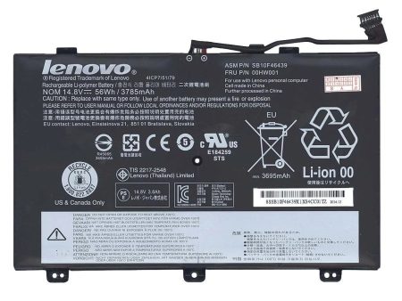 Original Lenovo FRU P N 00HW001 ASM P N SB10F46438 4ICP7 52 76 Lenovo ThinkPad S3 Yoga 14 ThinkPad S5 Laptop battery Sale