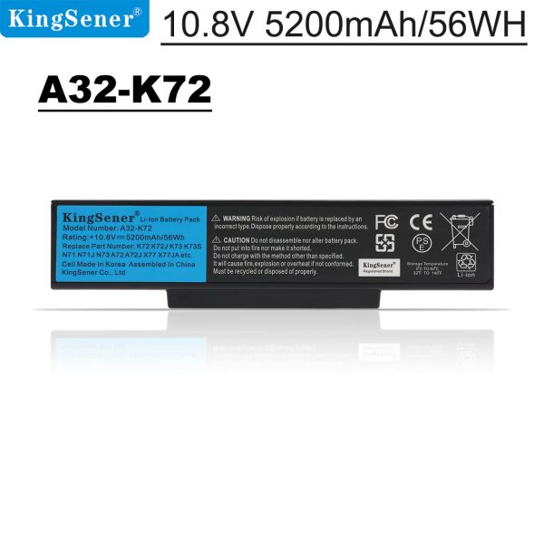 US Warehouse Kingsener A32-K72 Laptop Battery For ASUS k72y k73 k73b k73br k73by k73e k73j k73jk k73s k73Sd k73Sj k73Sm Supply