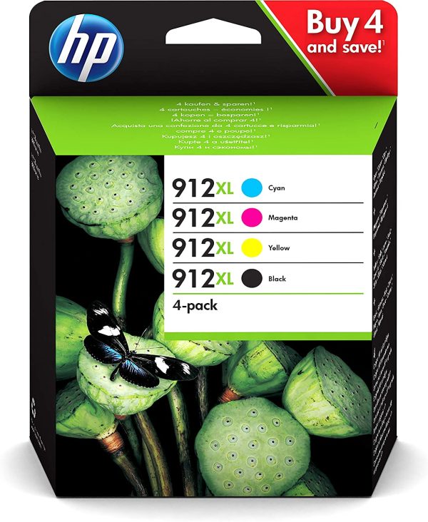 HP 912XL 4-pack Black Cyan Magenta Yellow Original Ink Cartridges For HP OfficeJet Pro 8022 8012 8017 printers 3YP34AE Online Sale