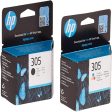 Hp 305 Black Original Ink Cartridge (1) + Tri-Color Cartridge(1) For Sale