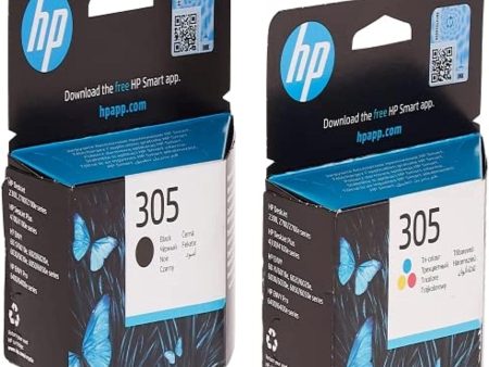 Hp 305 Black Original Ink Cartridge (1) + Tri-Color Cartridge(1) For Sale