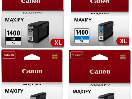 Canon 1400XL 4 Color Set High Yield BK C M Y Ink Cartridge Multipack Online now