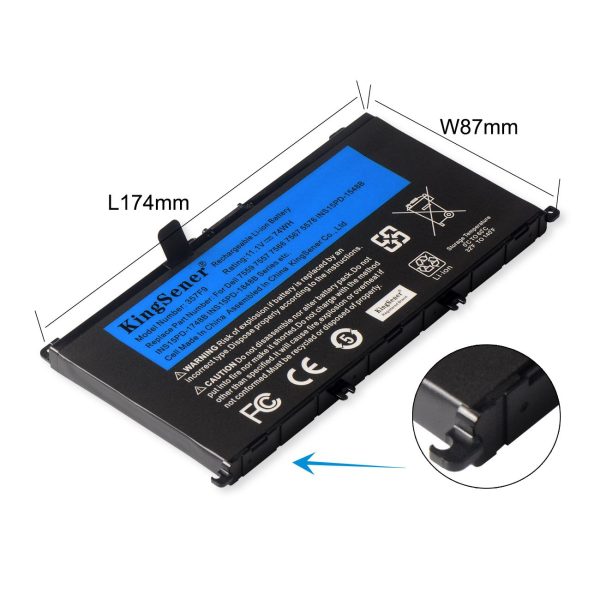 US Warehouse KingSener 11.1V 74WH 357F9 Battery For Dell Inspiron 15- 7000 7559 7557 7566 7567 INS15PD-1548B INS15PD-1748B INS15PD-1848B Online Hot Sale