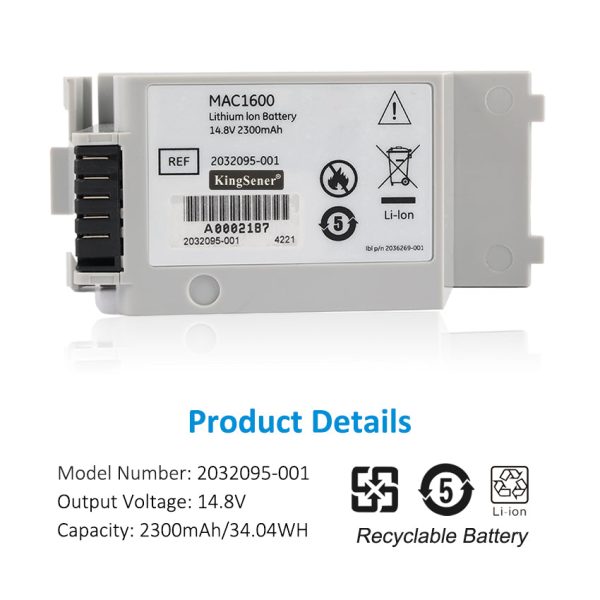 2032095-001 Replacement Battery For GE Healthcare MAC1600 ECG Machine 14.8V 2300mAh Online Sale