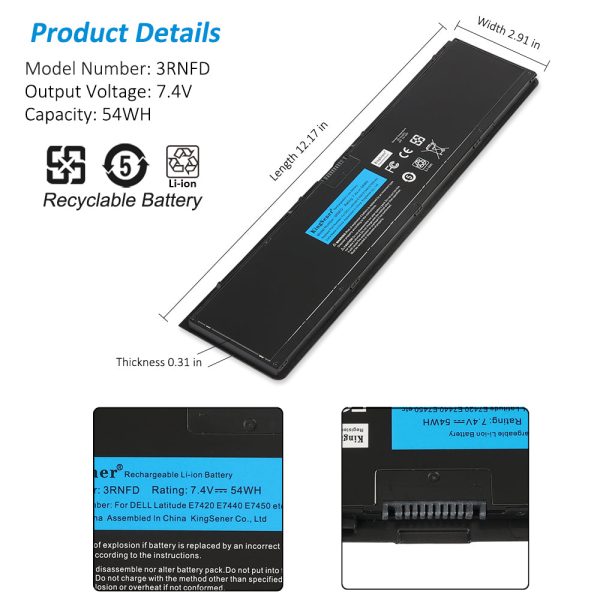 US Warehouse KingSener Brand 54WH 3RNFD Laptop Battery Replacement For DELL Latitude E7420 E7440 E7450 3RNFD V8XN3 G95J5 34GKR 0909H5 0G95J5 Cheap