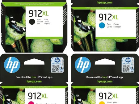 HP 912XL (3YL82AE) Multipack Original Druckerpatronen mit hoher Reichweite (für HP Officejet Pro 8010, HP OfficeJet Pro 8020) schwarz, rot, gelb, blau Fashion