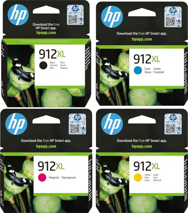 HP 912XL (3YL82AE) Multipack Original Druckerpatronen mit hoher Reichweite (für HP Officejet Pro 8010, HP OfficeJet Pro 8020) schwarz, rot, gelb, blau Fashion