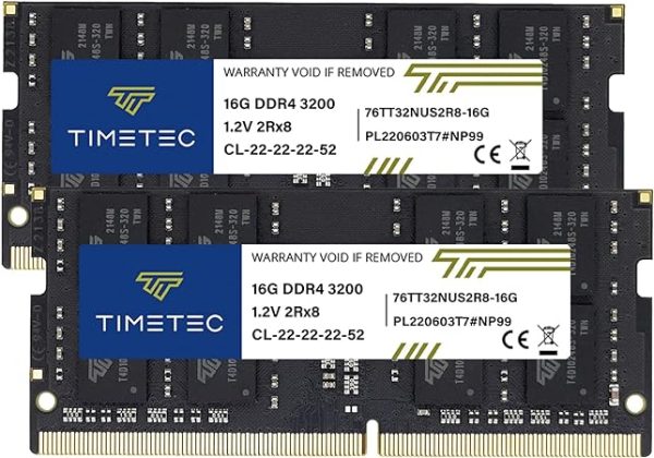 Timetec 32GB KIT(2x16GB) DDR4 3200MHz (or 2933MHz or 2666MHz) PC4-25600 Non-ECC Unbuffered 1.2V CL22 2Rx8 Dual Rank 260 Pin SODIMM Laptop Notebook PC Computer Memory RAM Module Upgrade Online