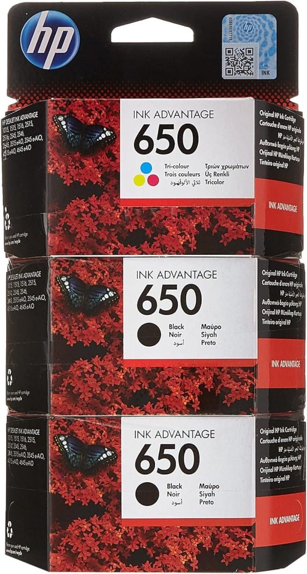 Hp 650 2 Black + 1 Color Original Ink Cartridge Cz101+102Ak Discount