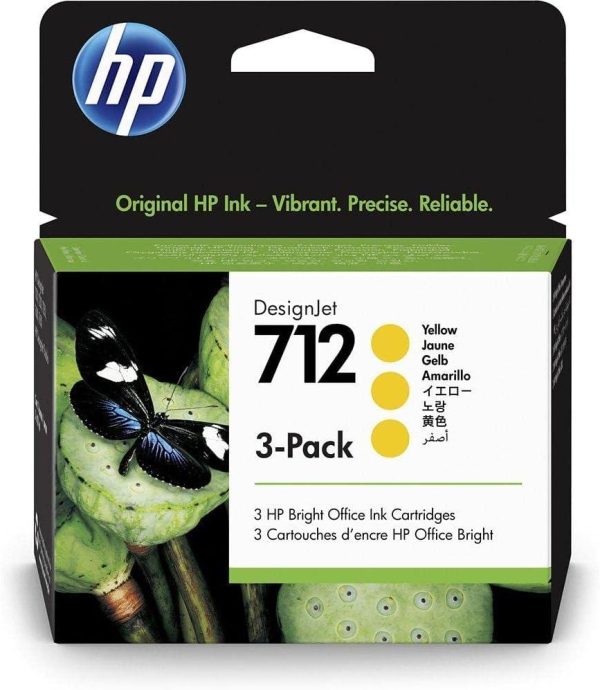 HP 712 3ED79A 3-pack 29-ml Genuine HP Ink Cartridge with Original HP Ink, for DesignJet T650, T630, T250, T230 & Studio Large Format Plotter Printers and HP 713 DesignJet Printhead,Yellow Online Sale