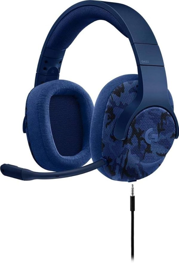 Logitech G433 7.1 Wired Surround Gaming Headphones, PRO-G 40mm Drivers, Cardioid 4mm Microphone, 7.1 Surround Sound with ,Blue | 981-000687 Cheap