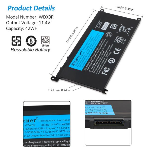 WDX0R Battery For Dell INS 13MF 14MF 15MF Series on Sale