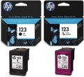 HP 123 Ink Cartridge Set, Black - F6V17AE & Tri-color - F6V16AE Supply