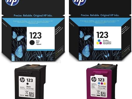 HP 123 Ink Cartridge Set, Black - F6V17AE & Tri-color - F6V16AE Supply