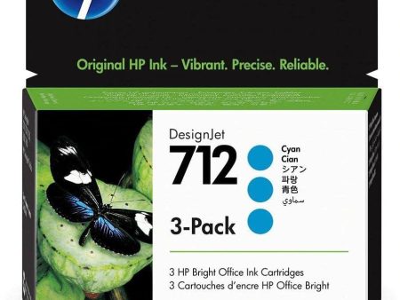 HP 712 3ED77A 3-pack 29-ml Genuine HP Ink Cartridge with Original HP Ink, for DesignJet T650, T630, T250, T230 & Studio Large Format Plotter Printers and HP 713 DesignJet Printhead,Cyan Fashion