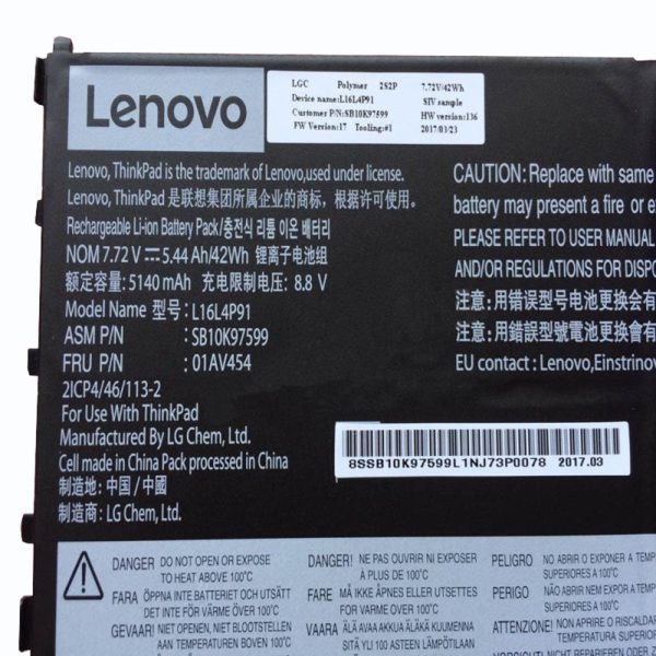 7.68V 42Wh Original 01AV454 Lenovo ThinkPad X1 Tablet 2018, ThinkPad X1 Tablet 3RD GEN-20KJ001LEU, L16L4P91, 01AV453 Laptop Battery Online Sale