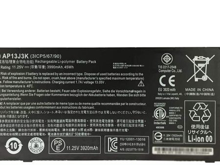 AP13J3K (11.4V 45Wh 3990mAh) Acer Chromebook 11.6  11 C740 C720 C720P Series Notebook AP13J4K KT.00304.001 KT.00303.001 Laptop Battery Online Hot Sale