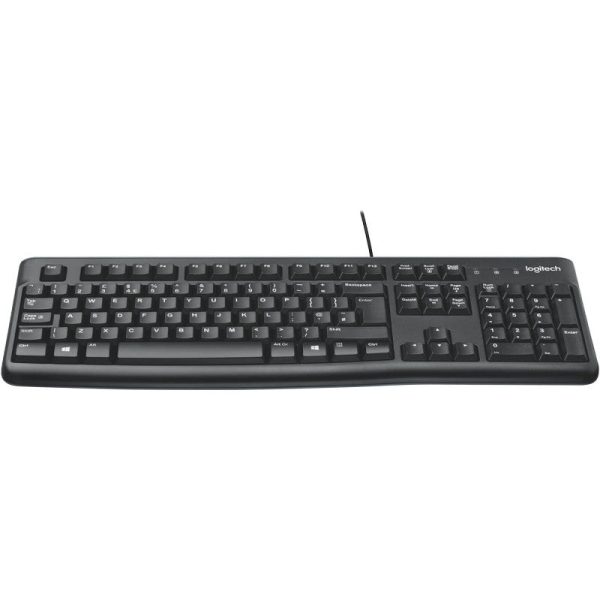 Logitech K120 Wired Business Keyboard For Windows Or Linux, Usb Plug And Play, Full Size, Spill Resistant, Curved Space Bar, Pc   Laptop, Us International Layout Black, 920-002508 Supply