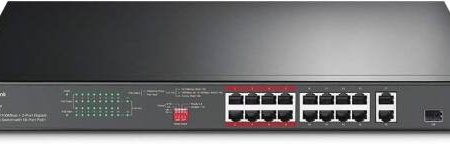 TP-Link TL-SL1218P 16 Port 10 100Mbps Fast Ethernet PoE Switch 16 PoE+ Ports @150W, w  2 Uplink Gigabit Ports + 1 Combo SFP Slot Extend, Priority & Isolation Mode Discount