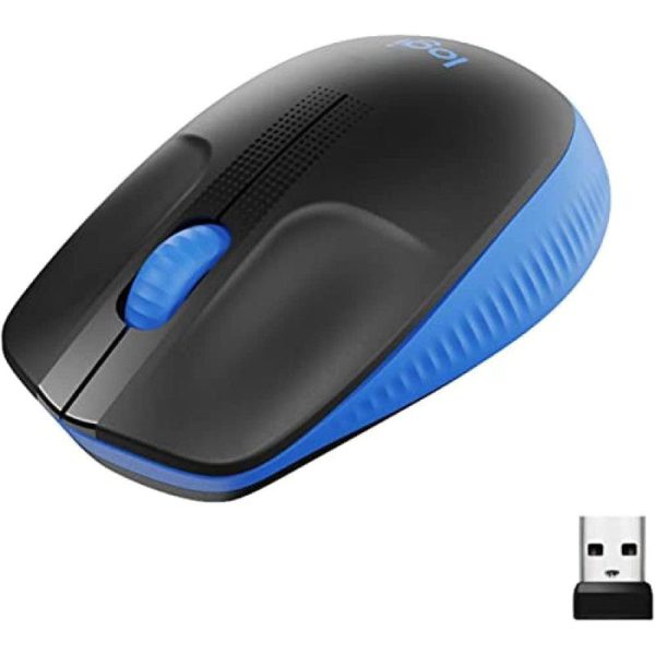 Logitech Wireless Mouse M190,Full Size Ambidextrous Curve Design,18-Month Battery With Power Saving Mode, USB Receiver,Precise Cursor Control And Scrolling,Wide Scroll Wheel,Scooped Buttons-Black Blue Online Hot Sale