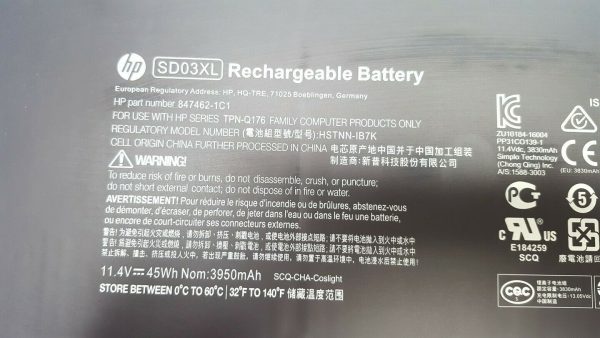 SD03XL Original HP Chromebook 13 G1 Series, Chromebook 13 G1-Y5Q74UT, SD03045XL, HSTNN-IB7K Laptop Battery Sale