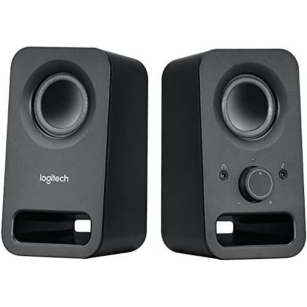 Logitech Z150 Compact Multimedia Stereo Speakers, EU PLUG, 3.5mm Audio Input, Integrated Controls, Headphone Jack, Computer Smartphone Tablet Music Player - Midnight Black Online Sale