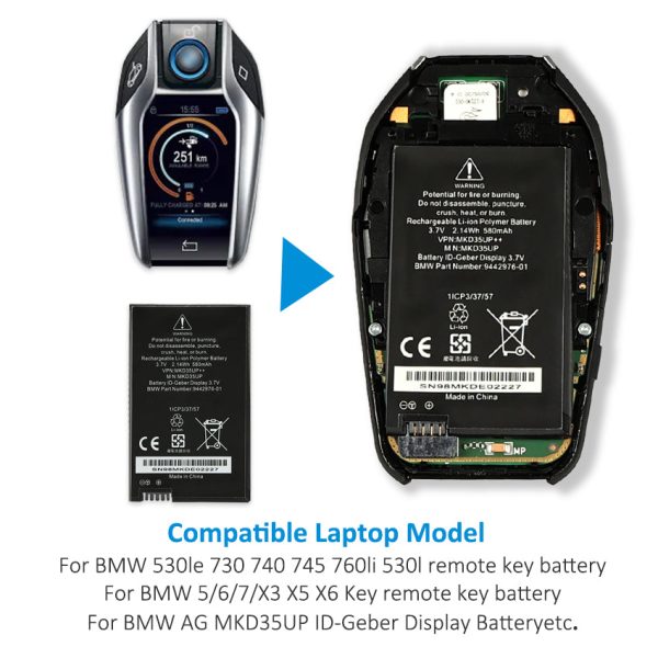 Kingsener MKD35UP ID-Geber Display Battery For 5 6 7 X3 X5 X6 530le 730 740 745 760li 530l Key remote key battery MKD35UP++ 9442976-01 AE2536561 For Discount