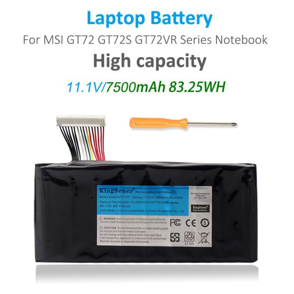 US warehouse KingSener BTY-L77 Laptop Battery For MSI GT72 2QD GT72S 6QF GT80 2QE Series WT72 MS-1781 MS-1783  2PE-022CN 2QD-1019XCN Supply