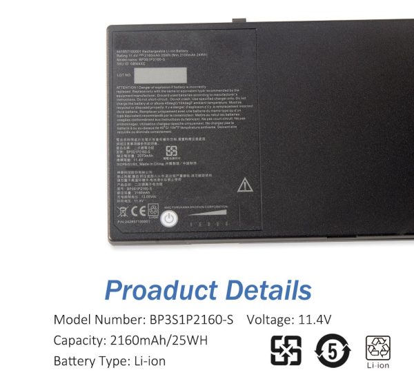 KingSener BP3S1P2160-S 2160mAh 25WH Rechargeable Li-ion Battery for Getac F110 Tablet G8M3X2 441857100001 P N:24285710000 441868800001 Online Hot Sale