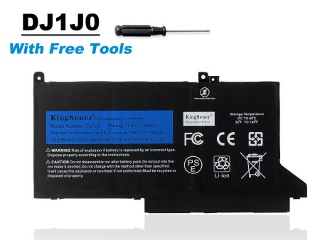 US Warehouse Kingsener Brand DJ1J0 Laptop Battery Replacement For DELL Latitude 7280 7290 7380 7480 7490 Tablet PGFX4 ONFOH 451-BBZL 42WH 3680mAh Online now