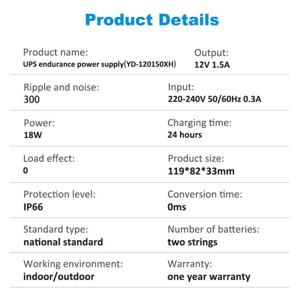 12V1.5A UPS power supply for battery life after power failure Online Sale