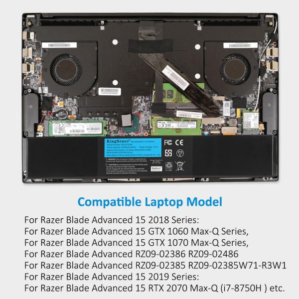 US warehouse Kingsener RC30-0248 Laptop Battery For Razer Blade Stealth 15 RTX 2070 Max-Q LINGREN 15(i7 8750）RZ09-02386 4ICP4 55 162 RZ09-0301 5209mAh 80Wh For Sale