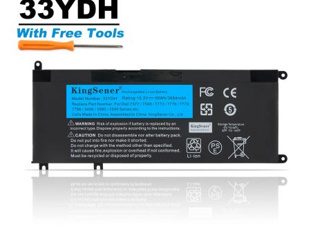 US Warehouse Kingsener Brand 33YDH Laptop Battery Replacement For Dell Inspiron 15 7577 7773 7778 G3 15 3579 G3 17 3779 G5 15 G7 15 7588 Latitude 13 3380 14 3490 Online Hot Sale