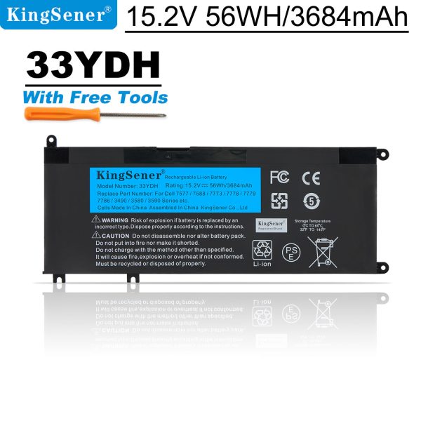 US Warehouse Kingsener Brand 33YDH Laptop Battery Replacement For Dell Inspiron 15 7577 7773 7778 G3 15 3579 G3 17 3779 G5 15 G7 15 7588 Latitude 13 3380 14 3490 Online Hot Sale