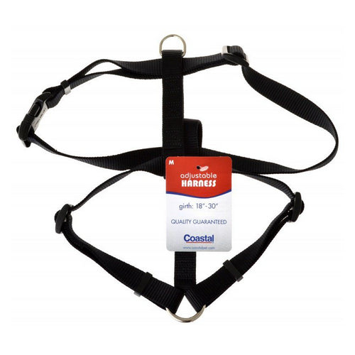 Nylon Adjustable Harness - Black Medium (Girth Size 18 -30 ) by Coastal Pet For Discount