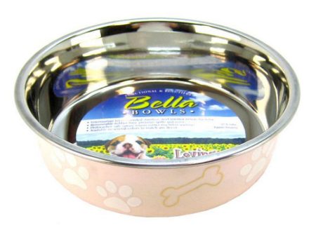 Stainless Steel & Light Pink Dish with Rubber Base Medium - 6.75  Diameter by Loving Pets Online