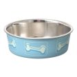 Stainless Steel & Coastal Blue Bella Bowl with Rubber Base Small - 1.25 Cups (5.5 D x 2 H) by Loving Pets Online now