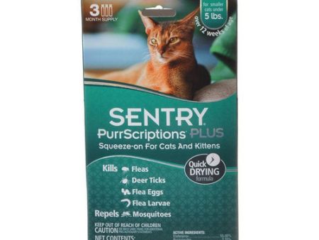 PurrScriptions Plus Flea & Tick Control for Cats & Kittens Cats Under 5 lbs - 3 Month Supply by Sentry on Sale