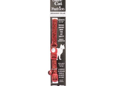 Safe Cat Jeweled Adjustable Breakaway Cat Collar - Red Glitter For Necks 8 -12  - (3 8  Wide) by Coastal Pet Online Sale