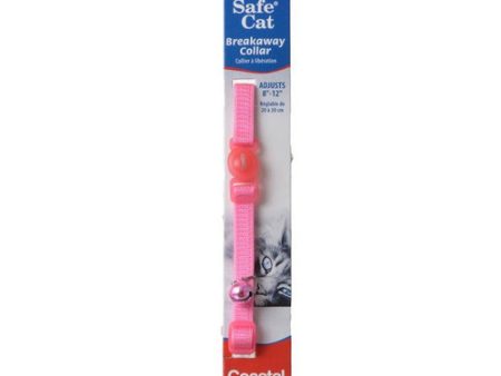 Safe Cat Nylon Adjustable Breakaway Collar - Bright Pink 8 -12  Neck by Coastal Pet Online Sale