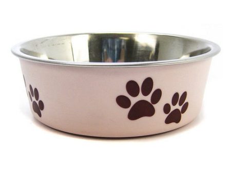 Stainless Steel & Light Pink Dish with Rubber Base Small - 5.5  Diameter by Loving Pets on Sale