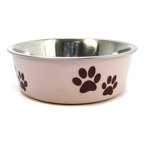 Stainless Steel & Light Pink Dish with Rubber Base Small - 5.5  Diameter by Loving Pets on Sale