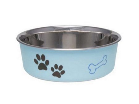 Stainless Steel & Light Blue Dish with Rubber Base Small - 5.5  Diameter by Loving Pets Discount