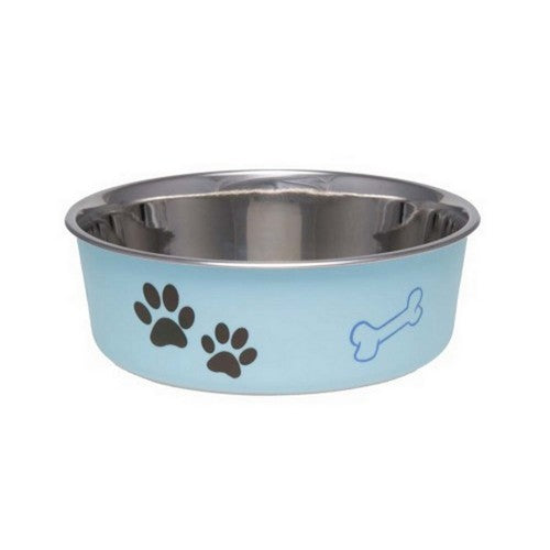 Stainless Steel & Light Blue Dish with Rubber Base Small - 5.5  Diameter by Loving Pets Discount